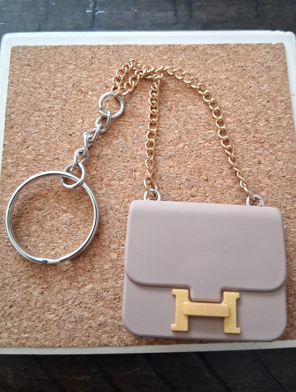 Cute Mini Fashion Purse Keychain with Gold Accent